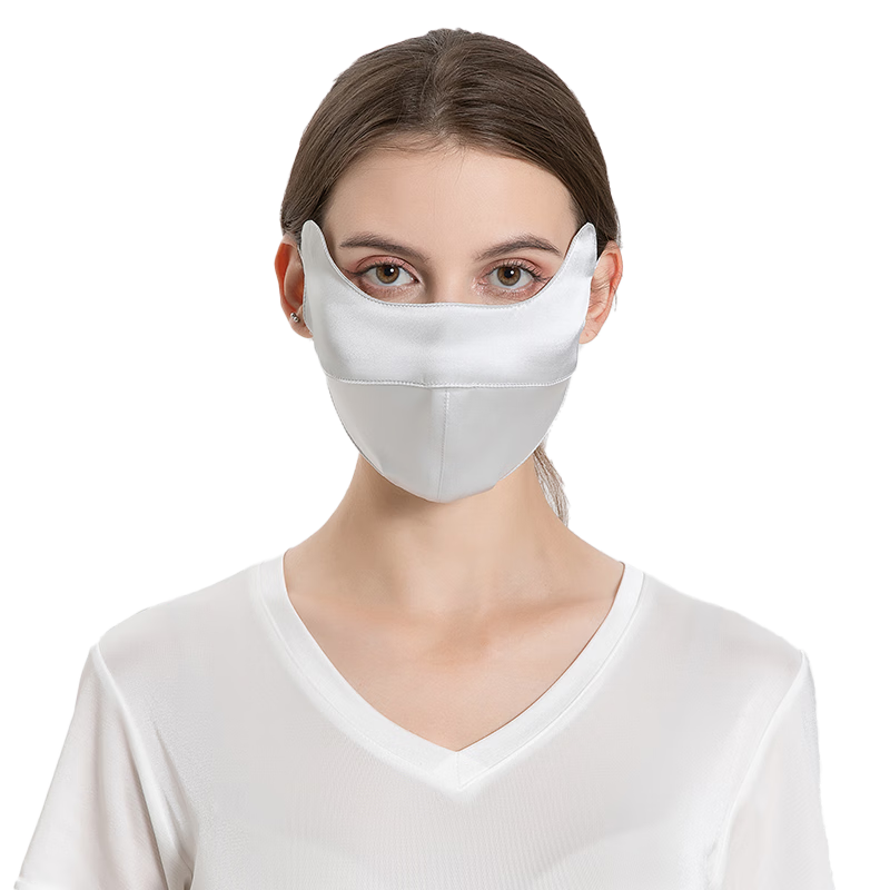 Shanghaigushi Silk Sun Protection Face Mask, Lightweight And Thin, 100% Mulberry Silk Face Cover for Women, Summer UV Protection for Driving, Silver Gray