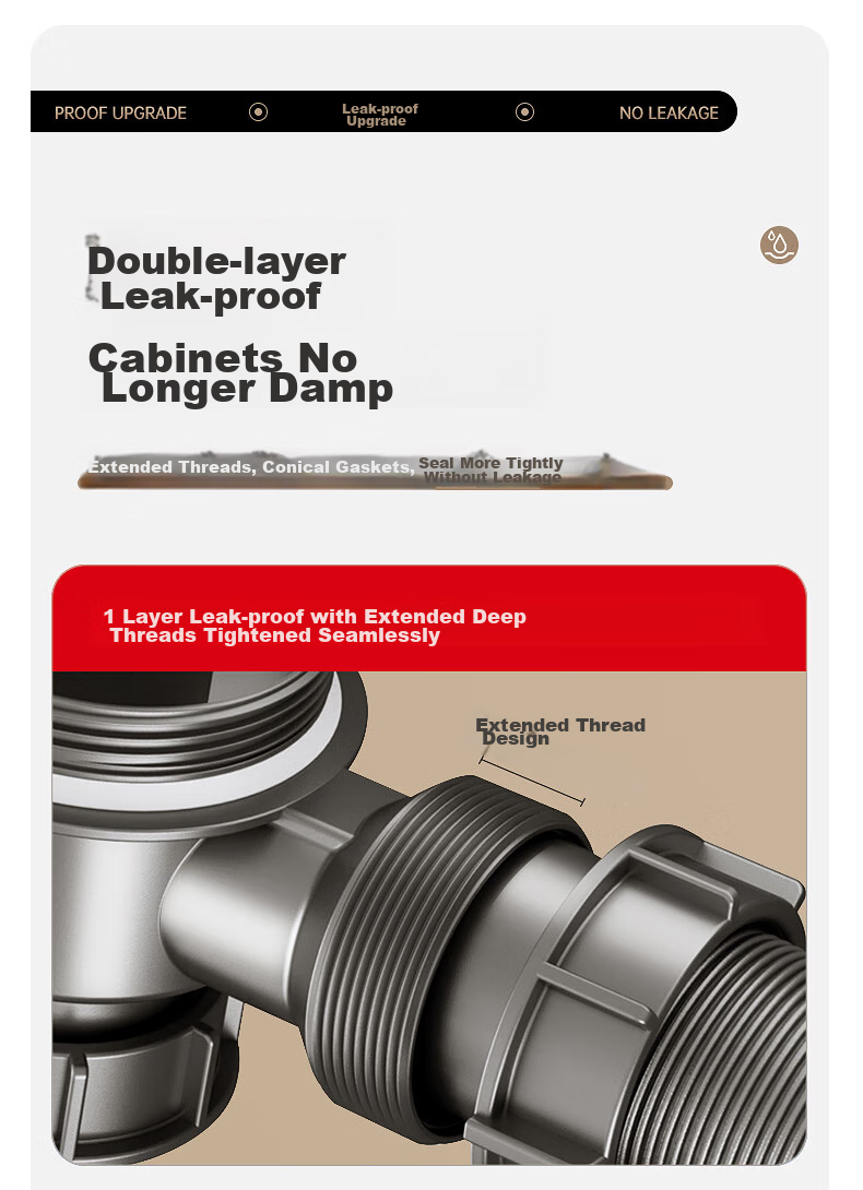 DU PONT Kitchen Sink Drain Pipe Fittings, Sink Drain Assembly, Double Sink Drainage System, Pipe Set for Washing Dishes And Vegetables, PJ022 9