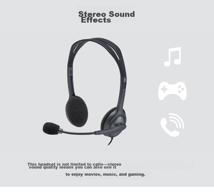 Logitech H110 [Enterprise Grade] Stereo Office Headset with Microphone, 3.5mm Wired Over-Ear Headphones for Computer And Laptop [Order Bonus] 3