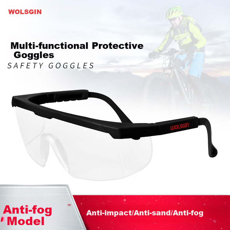 WOLSGIN Safety Goggles SG-71003AF, Windproof, Dustproof, Impact-Resistant, Anti-Fog, Protective Eyewear, Pollen-Proof, Industrial, Anti-Cutting, Splash-Proof