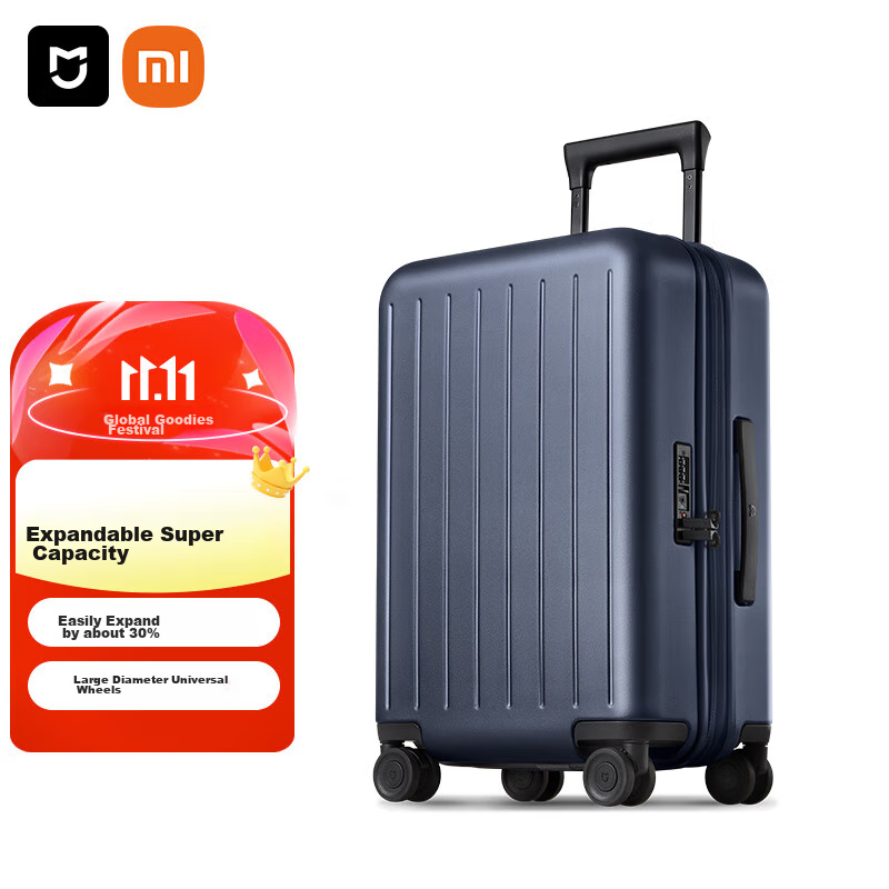 Чемодан Mijia Xiaomi, 20-дюймовый, расширяемый, большая вместимость, колеса-спиннеры, дорожный кейс для мужчин и женщин, кодовый замок PC, синий