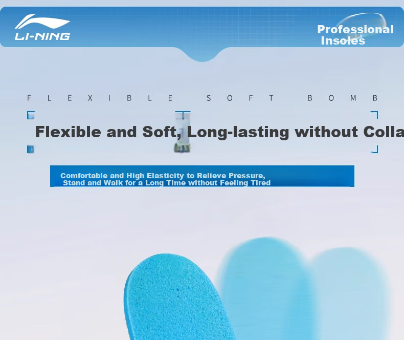 Li-Ning Insoles for Men's And Women's Sports Shoes, Children's Running Shock-Absorbing Anti-Odor Basketball Height-Increasing Sweat-Absorbing Breathable Military Training 43 11