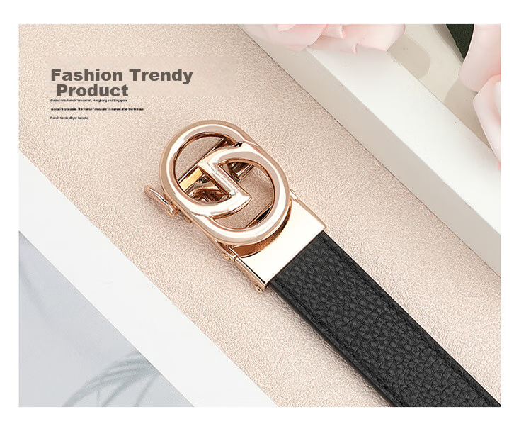 CROCODILE Top-Grain Leather Women's Belt with Automatic Buckle, Fashionable Casual Versatile Waistband, Birthday Gift for Women T3603 4