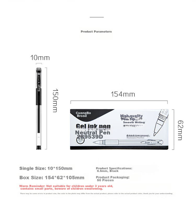 GuangBo Gel Pen Signature Pen, 0.5mm Black Bullet Tip, Soft Grip, Pull-Cap, Classic Office Business Signature Pen Stationery, Pack of 12, ZX9009D 19