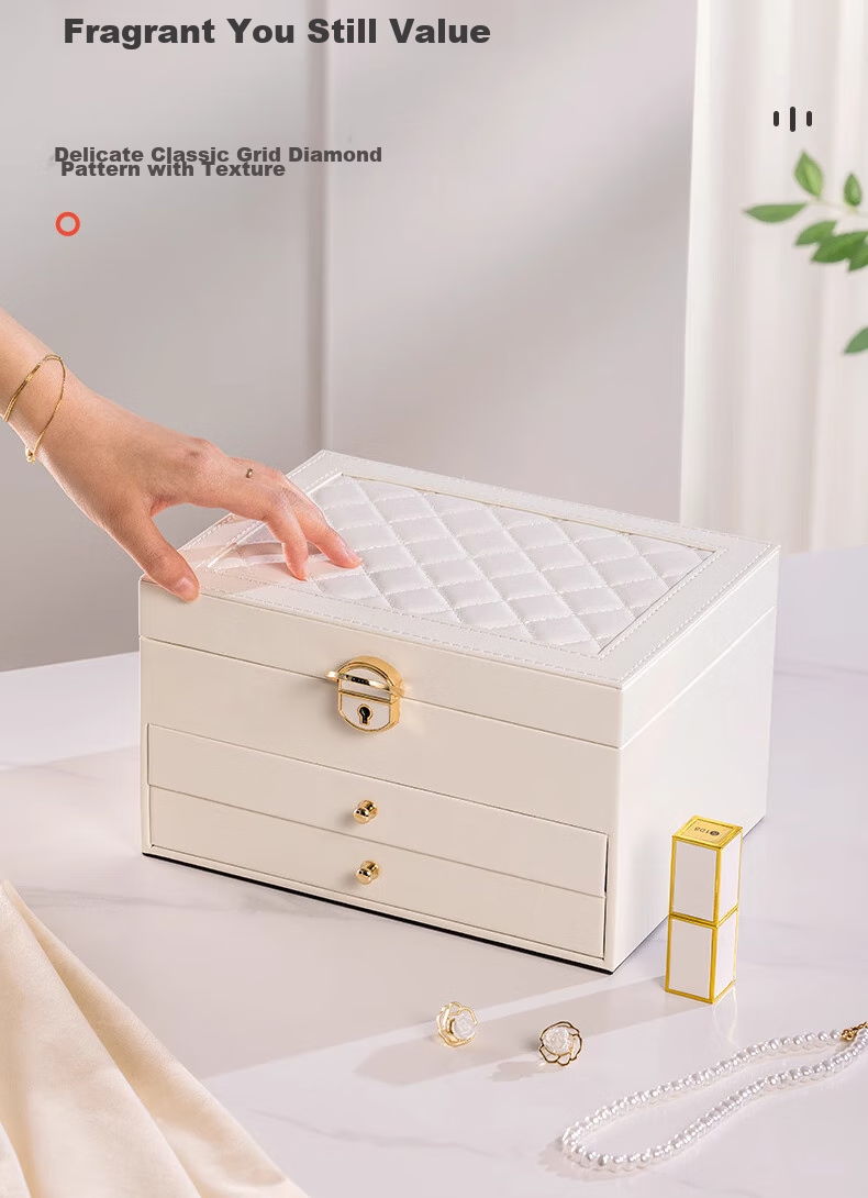 Bahainiao Jewelry Storage Box with Lock, High-End Exquisite Multi-Layer Jewelry Organizer for Gold Earrings, Necklaces And Bracelets, Qixi Valentine's Day Gift 9