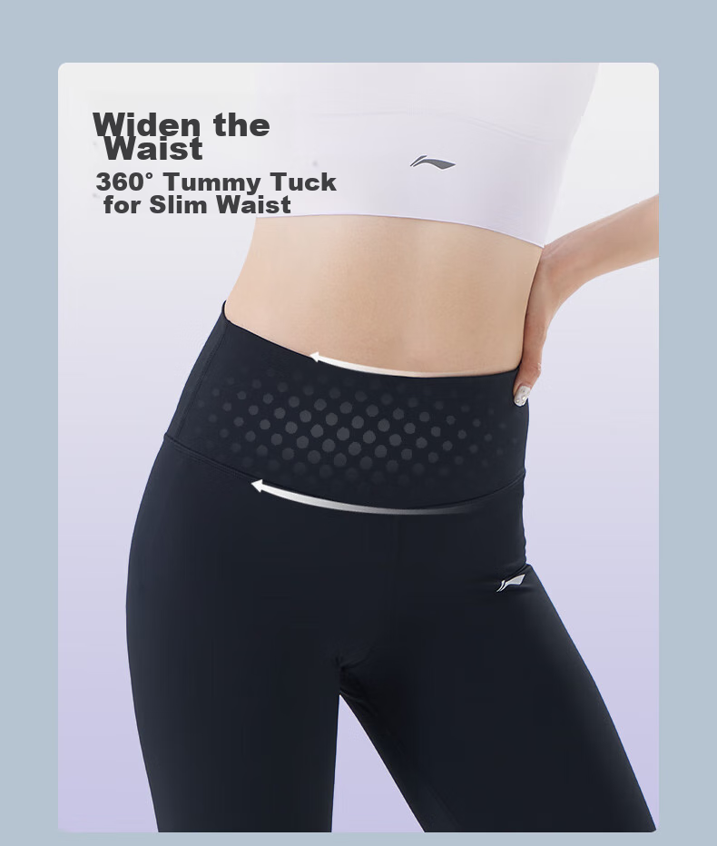 Li-Ning Yoga Pants for Women, Fitness Leggings, Tight-Fitting High-Elastic Yoga Wear, Long Pants for Outdoor Wear, Shark Pants, Sports Running Pilates 11