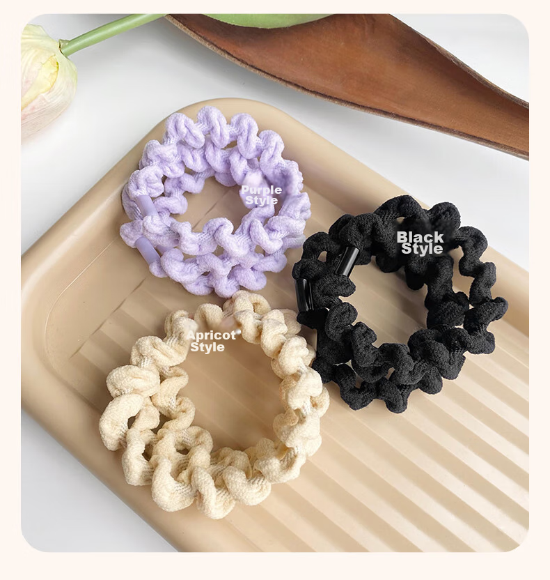 Xiangwan Hair Ties, 3 Black Hair Bands for Women, Elegant Elastic Hair Bands, High-Elasticity Hair Ties, Ponytail Holders 4