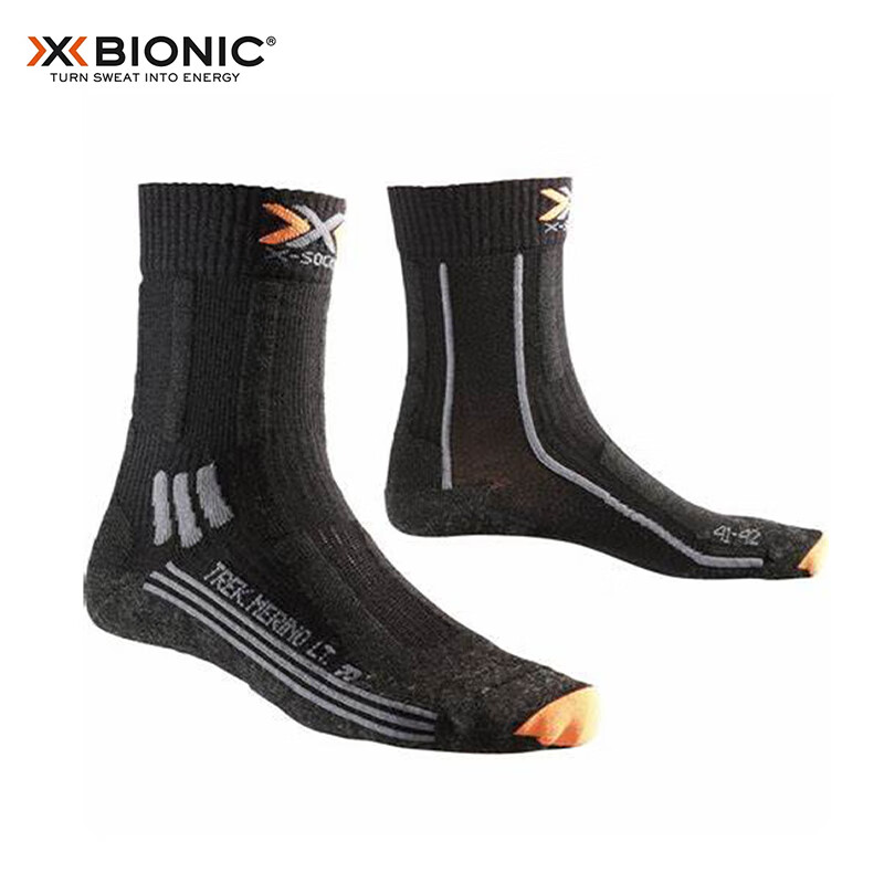 XBIONIC Outdoor Socks for Men And Women, Hiking Merino Wool Socks, B000 Black, 22.5cm-23cm(35-36)
