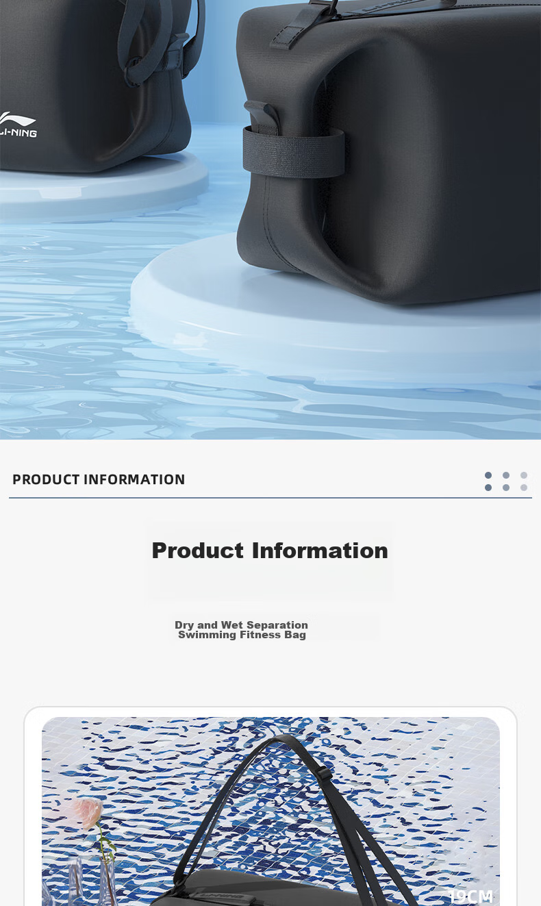 Li-Ning Swim Bag, Dry And Wet Separation, Portable Waterproof Professional Large Capacity Swimming Equipment for Men And Women, Handheld Waterproof Swim Bag 7042 7