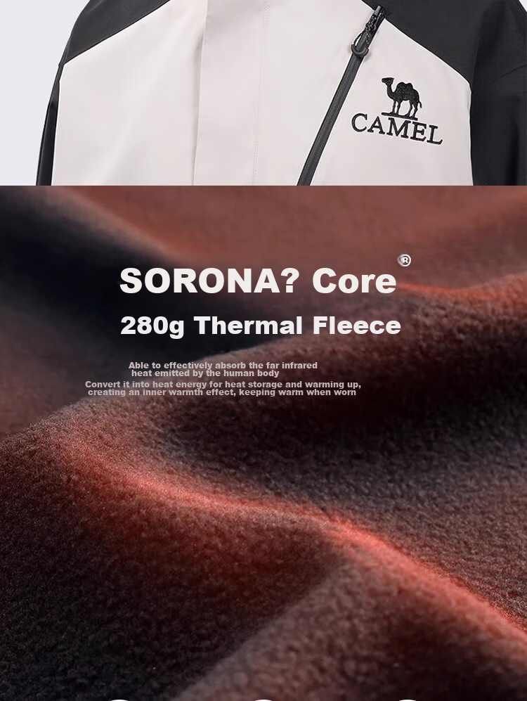 CAMEL [Wangzhe Kaijia] Outdoor Three-In Jacket for Men And Women, Windproof Coat, New Hiking Wear 9