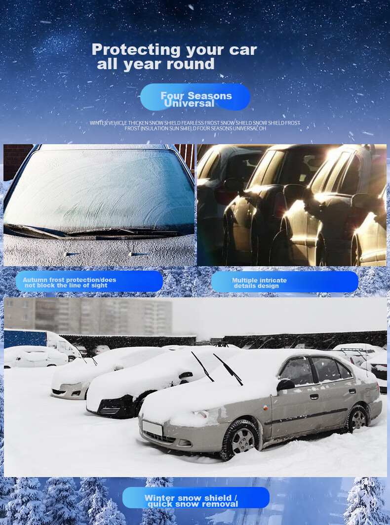 Huashi Car Windshield Sunshade, Heat Insulation Umbrella, Sun Protection Panel, All-Season Use, Anti-Freeze Half Cover 3