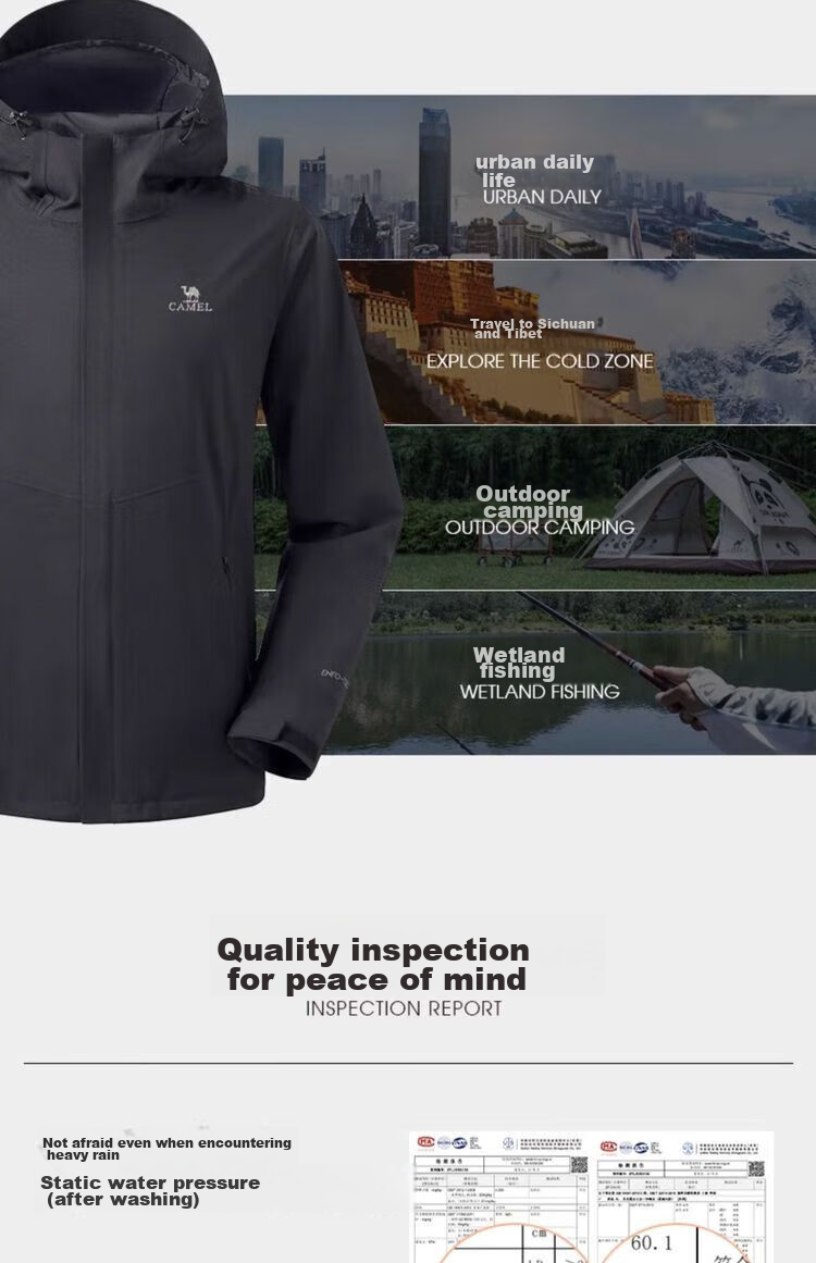 CAMEL Outdoor Softshell Jacket Unisex Windproof Waterproof Mountaineering Jacket Zeus 3538A5 15