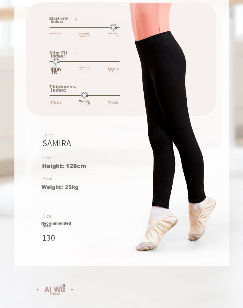 Aiwuge Children's Pants, Girls' Casual Sports Long Pants, Ballet Dance Pants, Children's Dance Practice Leggings, 120 Size 8