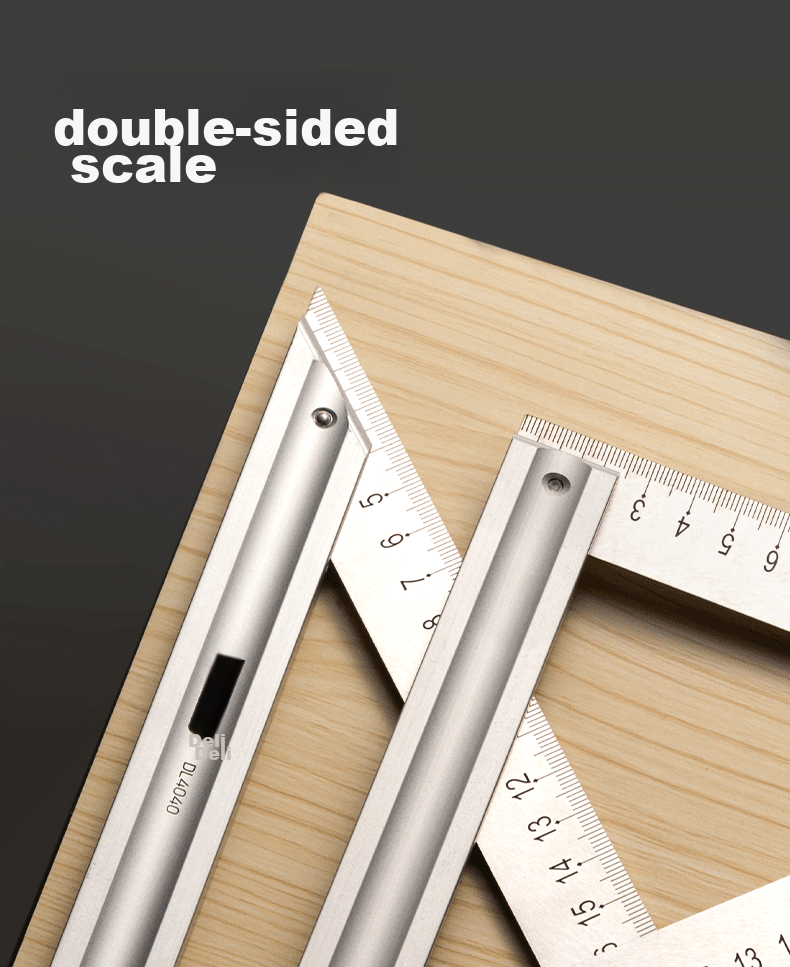 Deli Stainless Steel Right Angle Ruler, Triangular Ruler, Measuring Ruler for Steel Plates, Thickened 45-Degree Steel Plate Ruler, 200mm 9
