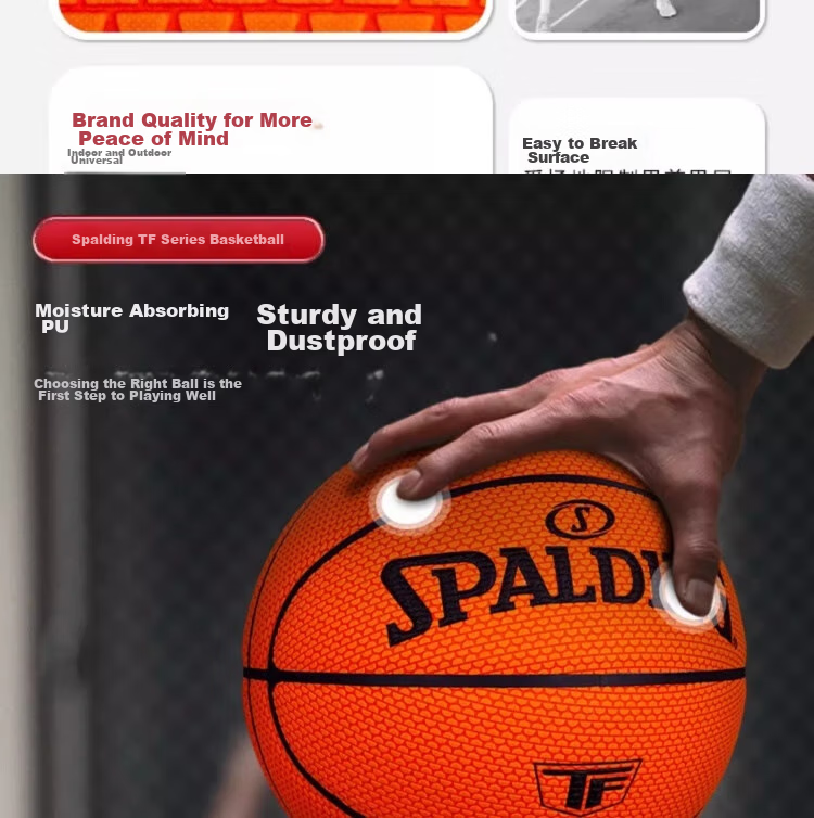 SPALDING SPALDING Moisture-Absorbing And Dustproof TF Indoor And Outdoor PU Adult Size 7 Basketball 77-962Y 5