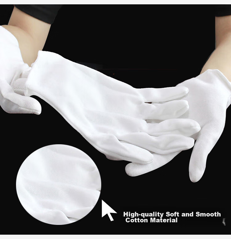 Beifute White Cotton Gloves, Breathable Driving Gloves, Thin Work Gloves for Antiques, Jewelry Handling And Performance, Thickened And Enlarged Version, 6 Pairs 4