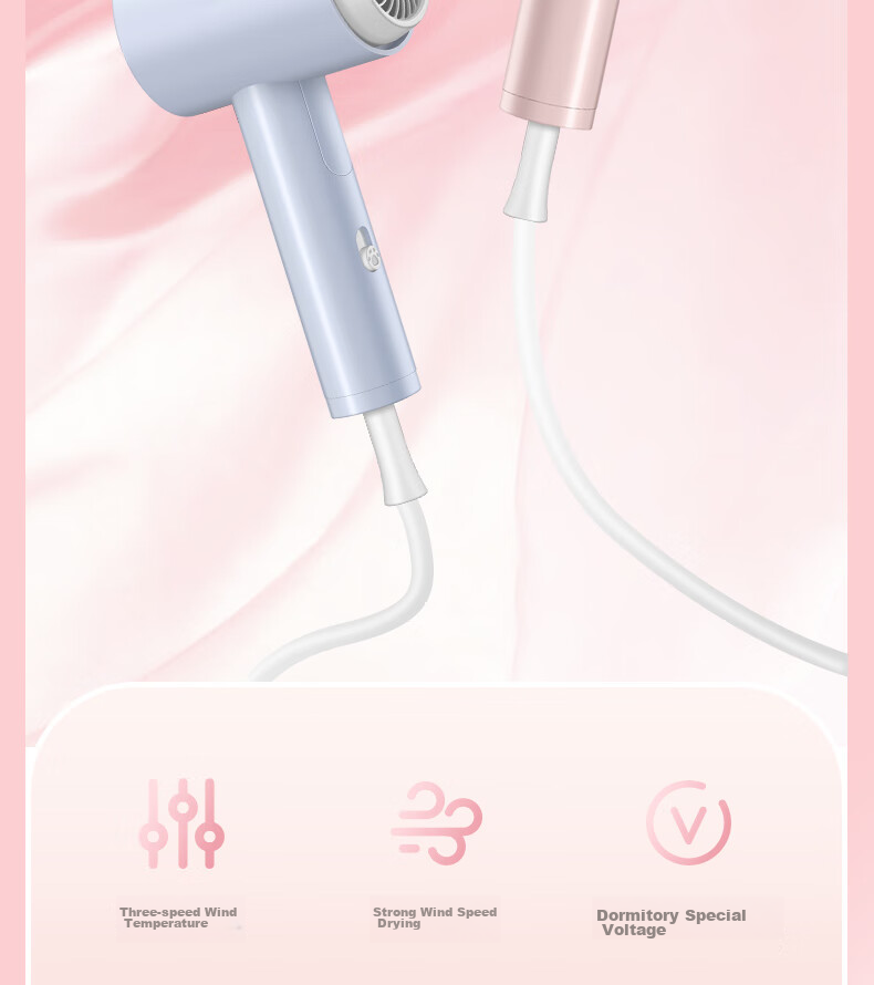CONFU Hair Dryer for Home And Student Dormitory Use, 1100W Low Power Quick-Drying Hair Protection Non-Damaging Small Portable Folding Hair Dryer KF-3152 Light Cherry Pink Price 2