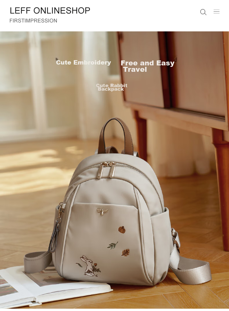 Laifu Xiaomifeng Embroidered Backpack for Women, Korean-Style Fashionable Commuter Travel Canvas Small Backpack 1