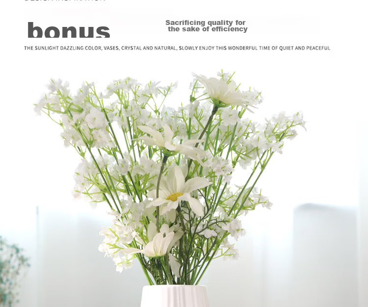 Shengshitaibao Nordic Ceramic Vase Ornament, Artificial Baby's Breath Flower Arrangement Vase, Decorative Display, Vertical Ribbed Style, 20cm 11