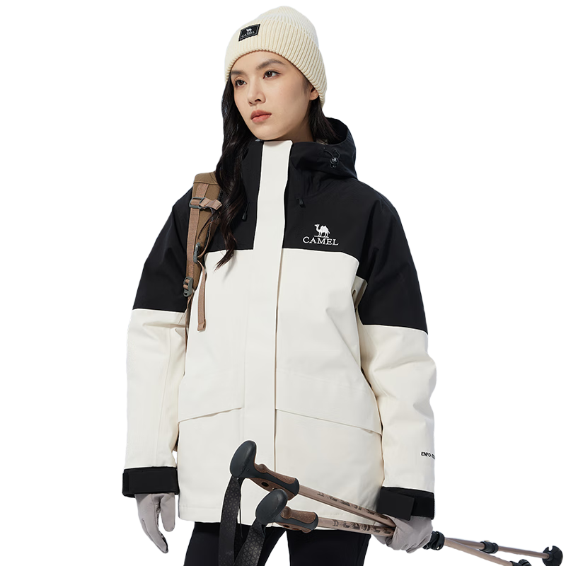 CAMEL Three-In Waterproof, Oil-Resistant, And Lightweight down Jacket for Women [Bianran] A23CA3a1098