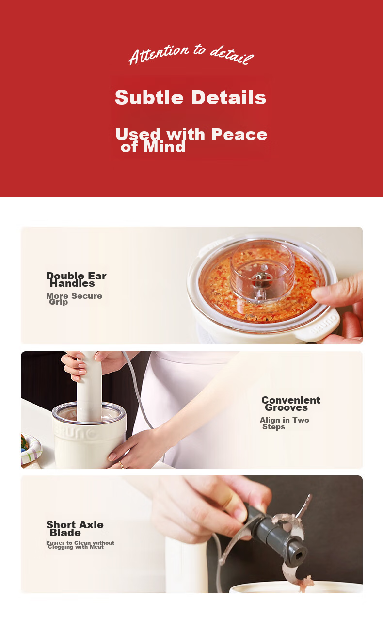 BRUNO Meat Grinder And Seasoning Machine, Small Home-Use Mincer, Vegetable Chopper, Multifunctional Mixer [Upgraded Ceramic], Milk Purple 11