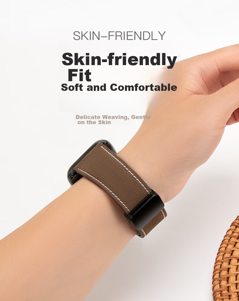 BHO Suitable for Apple Watch Straps, Apple Watch S12/S11 Genuine Leather Strap, IWatch S10/S9/8/7/Ultra4/SE3/2/1 Suede Leather Strap, Genuine Leather 4