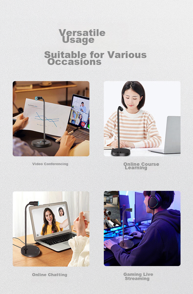 Soaiy MK17 Computer Desktop Microphone, Gaming E-Sports Voice Live Streaming Noise Reduction Condenser Microphone, External Video Conference Online Class Recording USB Plug-I 3