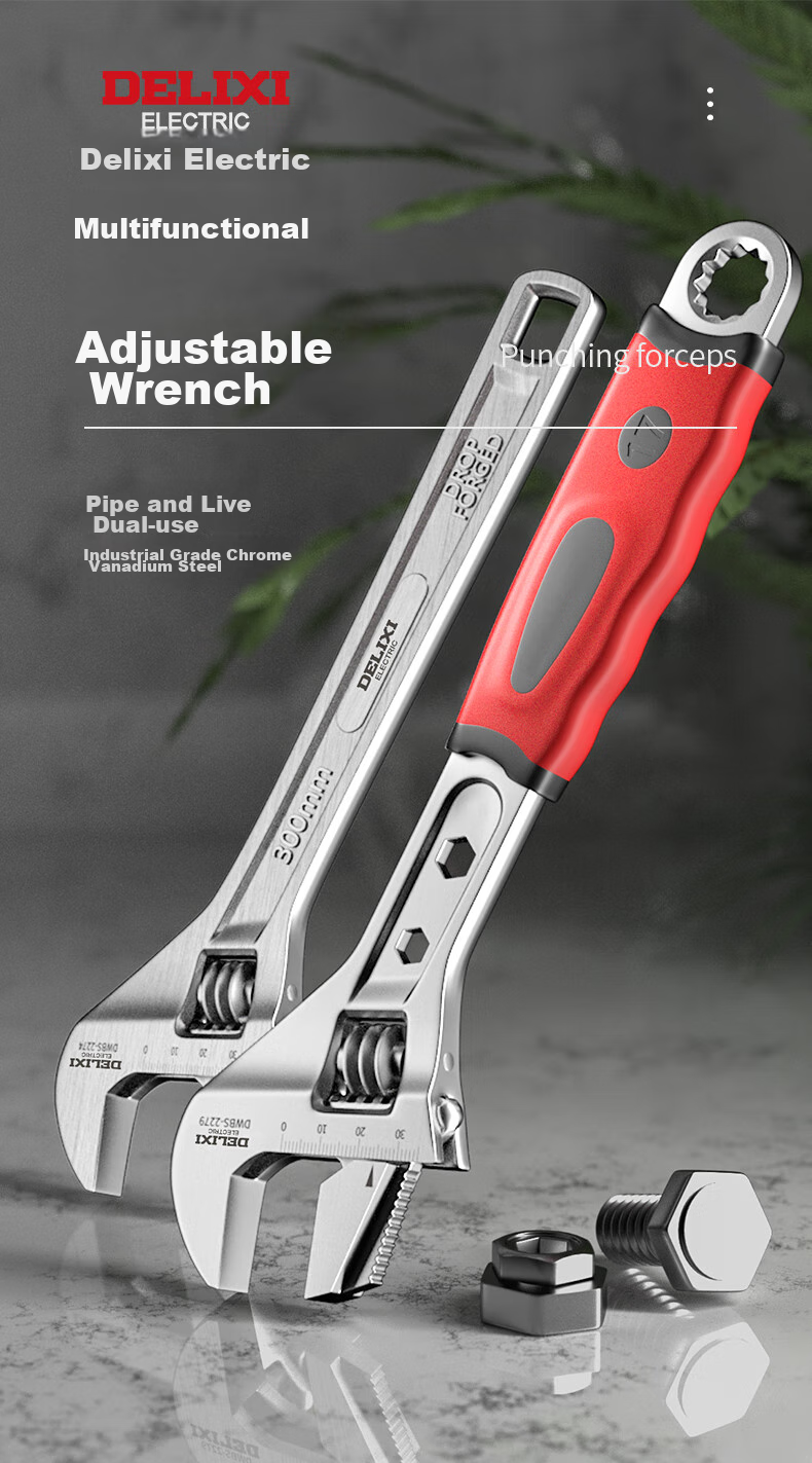 DELIXI Adjustable Wrench Tool Set, Versatile Multi-Functional Wide-Mouth Spanner Kit 1