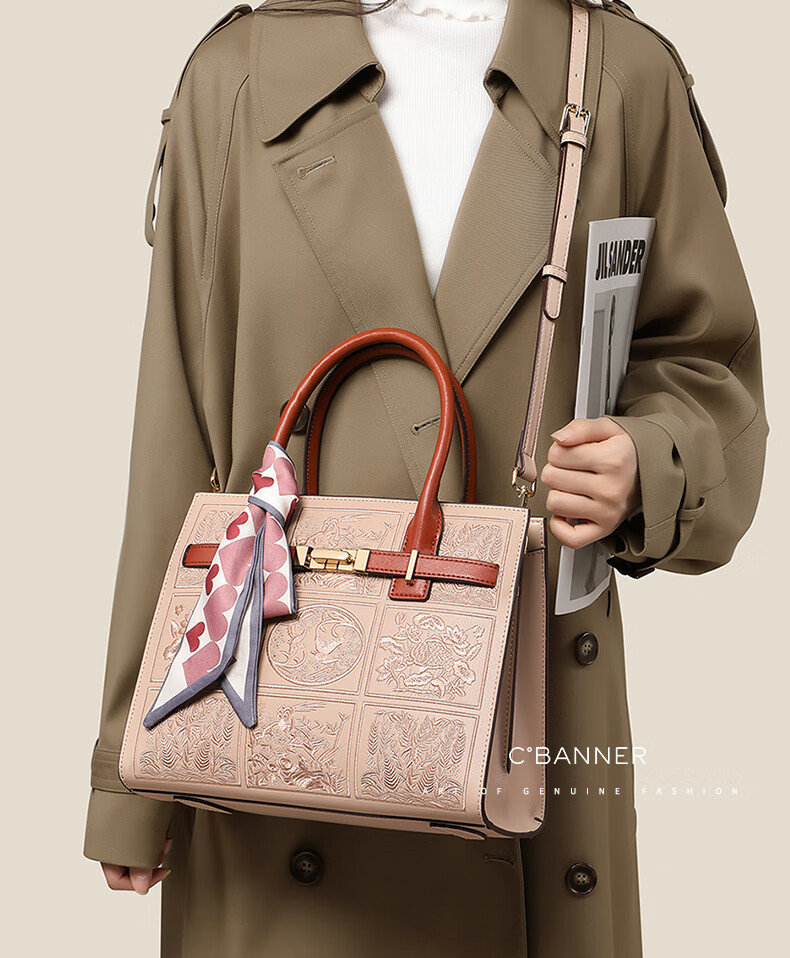 C.BANNER Leather Handbag, Large Capacity Women's Bag, Mom's Tote Bag, Shoulder Crossbody Bag, Brand Birthday Gift for Girlfriend on May 20 1