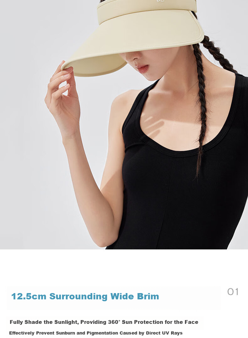 VVC Sun Protection Hat for Women, Summer Visor Cap, Outdoor UV Protection Sun Hat, Cycling Cap, Sunhat, Cream White 4
