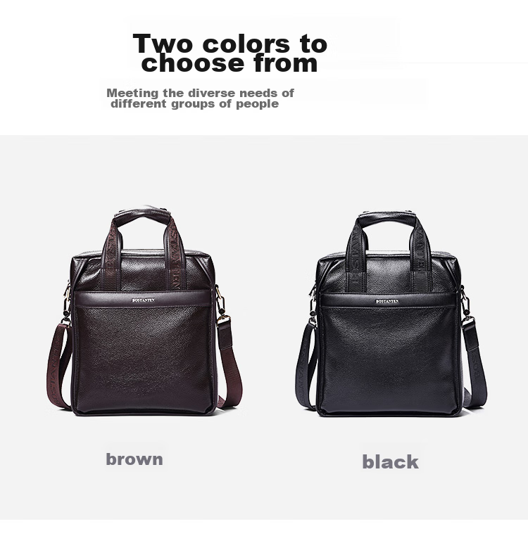 BOSTANTEN Men's Shoulder Crossbody Bag, Trendy Student Backpack, Large Capacity Multifunctional Handbag, Top-Grain Leather Briefcase 22