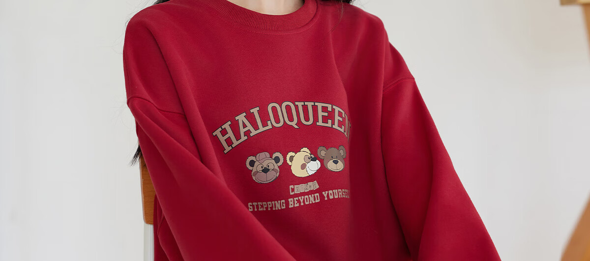 Halo Queen Women's Sweatshirt, Spring And Autumn Round Neck, Little Bear Christmas Outfit, Fashionable Loose Top Jacket H143W1002 8
