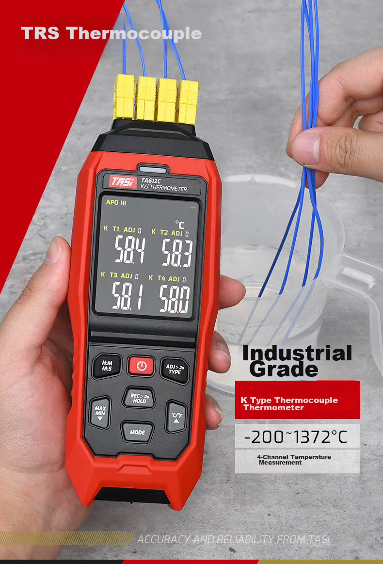 Teans Thermocouple Temperature Meter Multi-Channel Temperature Tester Recorder Contact Thermometer TA612C 1