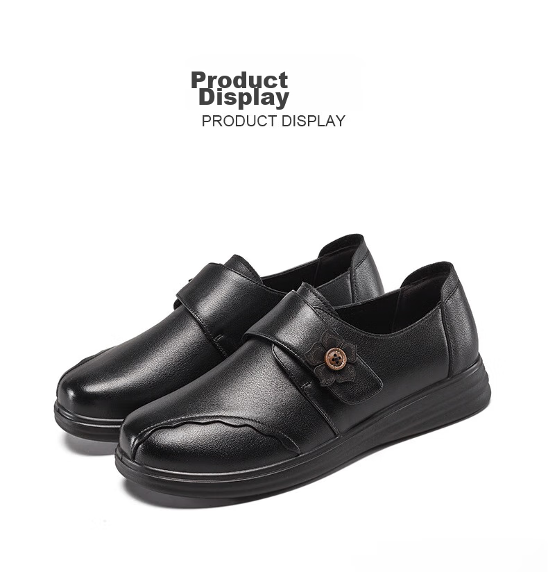 Eierkang Middle-aged and Elderly Women's Soft Sole Leather Shoes 16882W Off-white Size 39 23