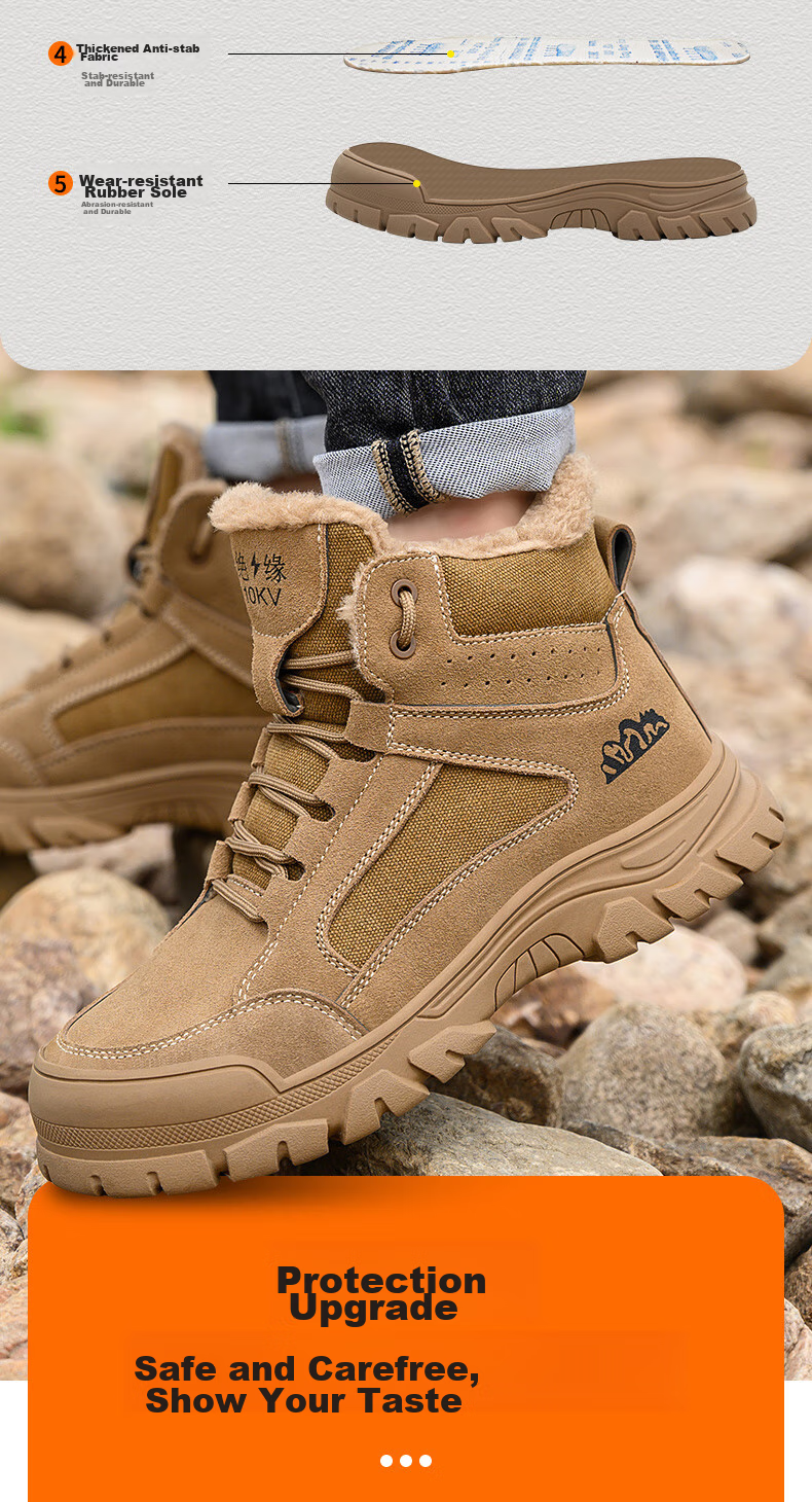 LAOGUANJIA Men's Safety Shoes, Anti-Smashing, Puncture-Resistant, 10KV Insulated Electrician Shoes, High-Top Work Safety Shoes 318 Size 36 3