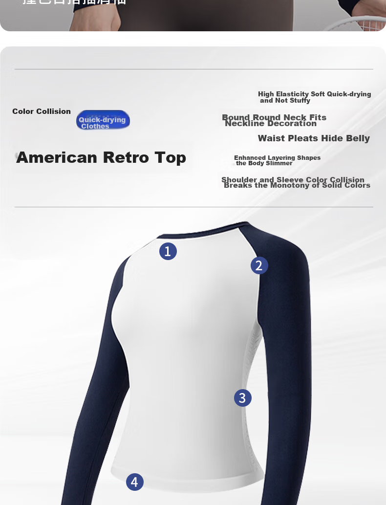 XUEXIMAN Yoga Top for Women, Contrasting Color Sports Long Sleeve Pilates Training Wear, Quick-Dry Running Fitness Clothing for Autumn And Winter 2