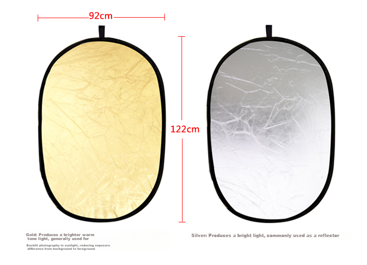 JINBEI Small Reflector Mini Gold And Silver Double-Sided Reflective Board Portable Foldable Outdoor Portrait Selfie Photography Fill Light Equipment Diameter 56CM Double-Sided Reflective Board 2