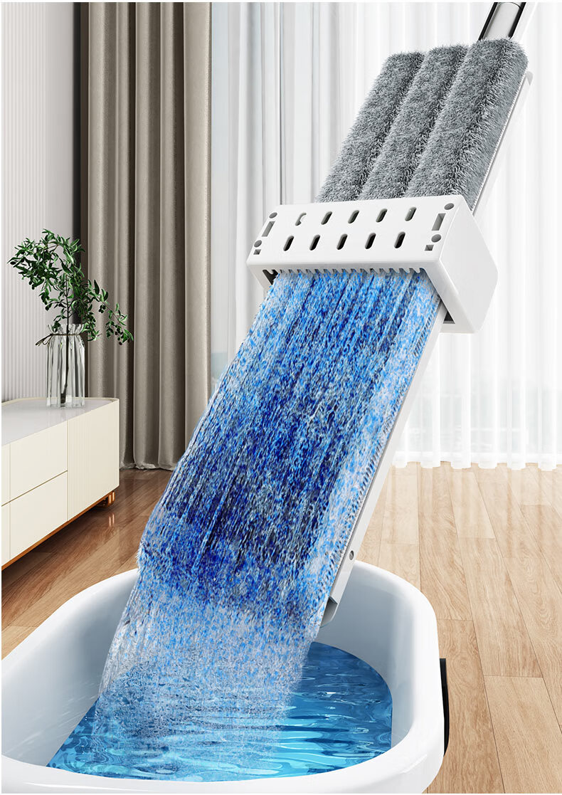 Mayflower Flat Mop 42CM with 138CM Handle, 2 Cloths, Built-in Water Scraper, Hands-Free Wash, Dual Wet and Dry Use 7