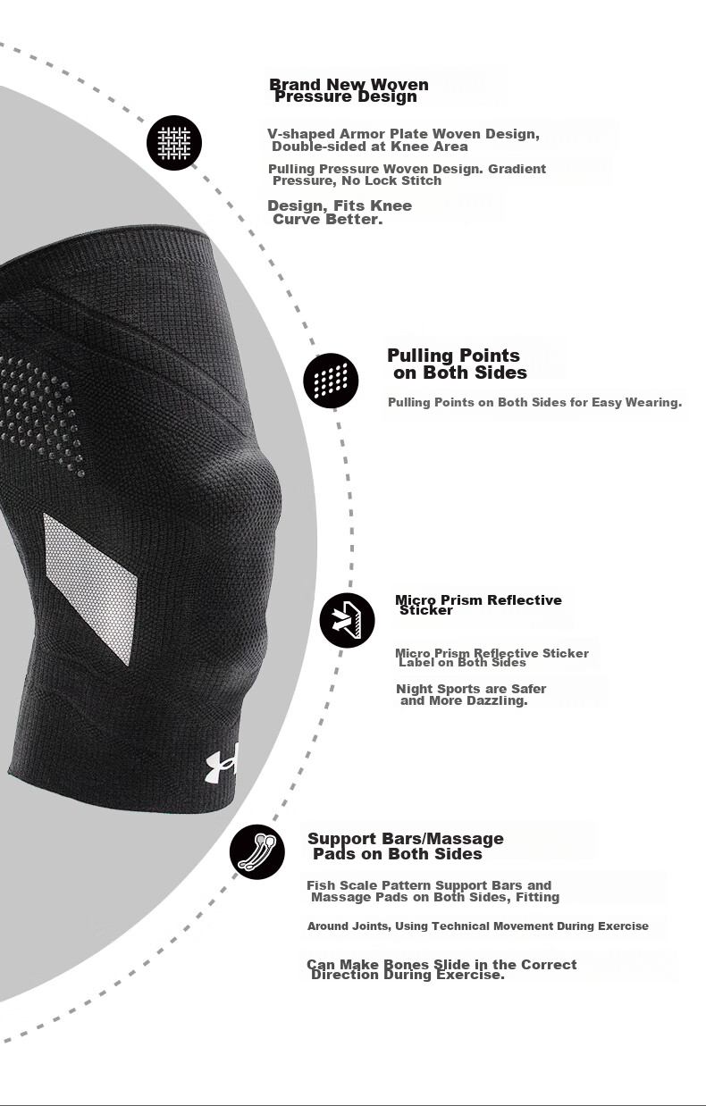 Under Armour Knee Brace for Sports, Running, Warmth, Arthritis, Meniscus, Medical-Grade, Basketball, Badminton, Black, Size M 7