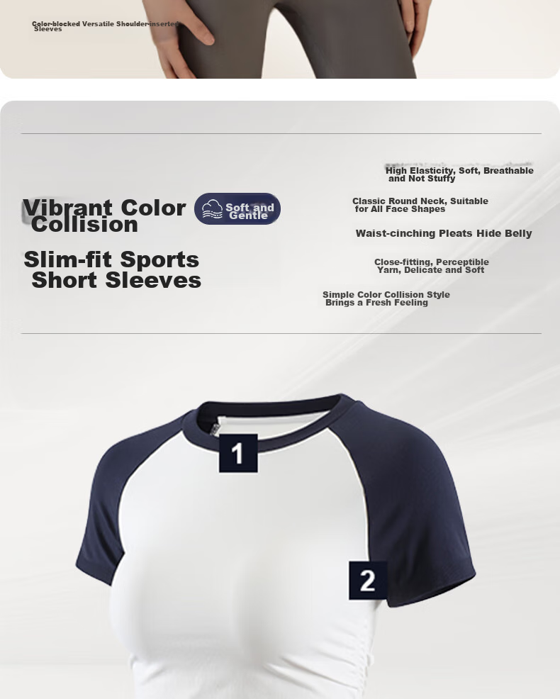 XUEXIMAN Yoga Wear for Women, Summer Sports Short-Sleeve T-Shirt, Pilates Top, Running And Cycling Quick-Dry Fitness Clothing 2