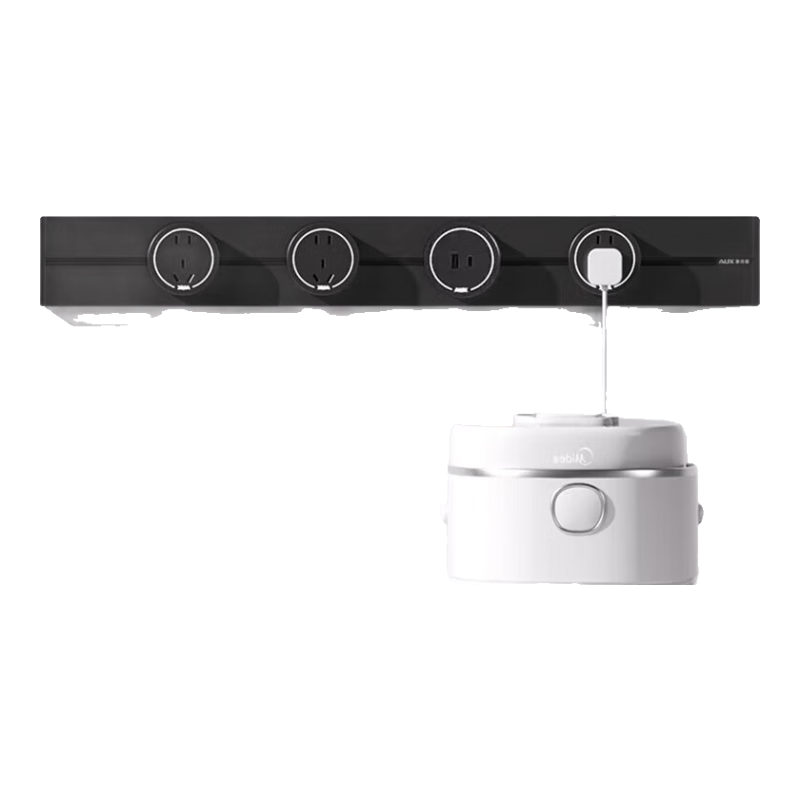 AUX Track Socket Surface Mounted No Drilling Wall-Mounted Movable Wall Rail Socket Slim C6 Milk White 75cm + 6 Blue Light Ring Five-Hole