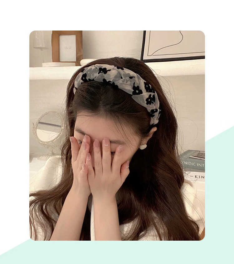 CHIMERA Korean Sweet Floral Hair Clip, Mesh Headband, Face-Washing Headband for Going Out, Hair Accessory, Women's Birthday Gift 1