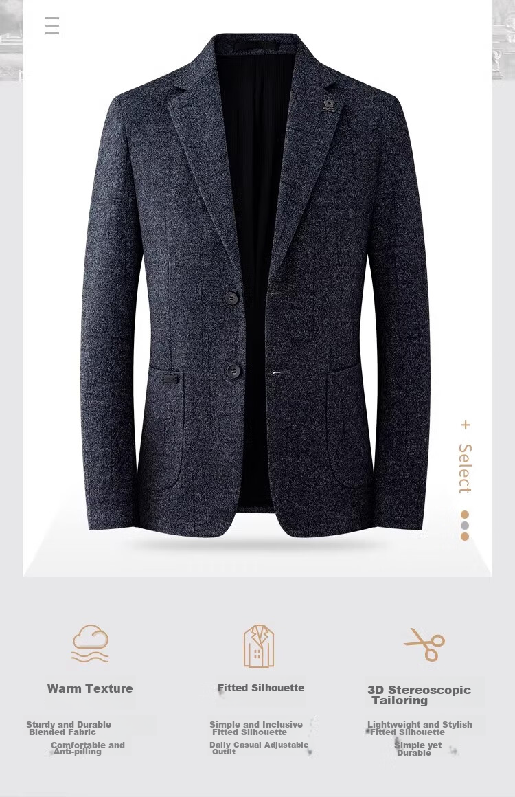 MONTAGUT Spring And Autumn Men's Suit with Mulberry Silk Texture, Business Formal Wear Single Suit Jacket Crisp Outerwear, Gray-Blue, Size 48 4