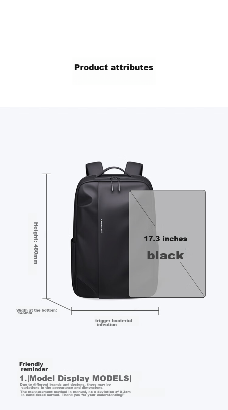 GOLF Backpack for Men, Travel Backpack, 15.6/16 Inch Laptop Bag, Student Schoolbag with Multiple Compartments, Business Commute Bag 15