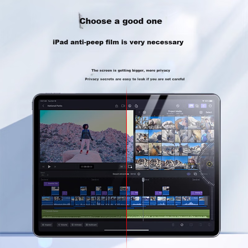 JPLAYER Anti-Peeping Tempered Glass Screen Protector for Apple IPad Pro, 13-Inch 2025/2024 M5/M4 Model, Protective Film, Tablet Anti-Spy Screen Protector, Full-Screen HD Glass, Anti-Fingerprint