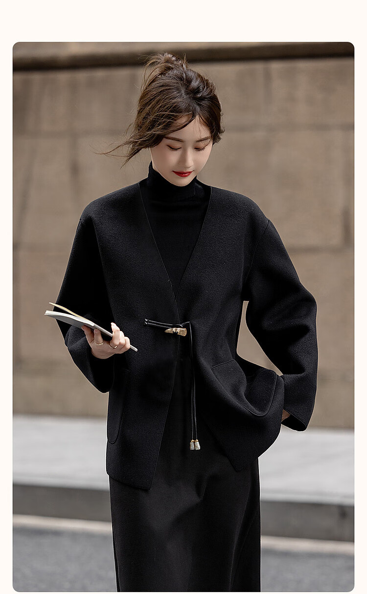 Dme [Moyu Yunjian] Winter New Chinese Style Toggle Button Lanyard Relaxed A-Line Versatile Women's Coat 1