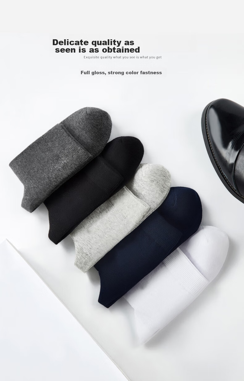 Hengyuanxiang [Hot Selling 200,000] Men's Socks, 100% Pure Cotton, Business Elite Mid-Calf Socks for Men, Sweat-Absorbing And Breathable, Spring And Summer 14