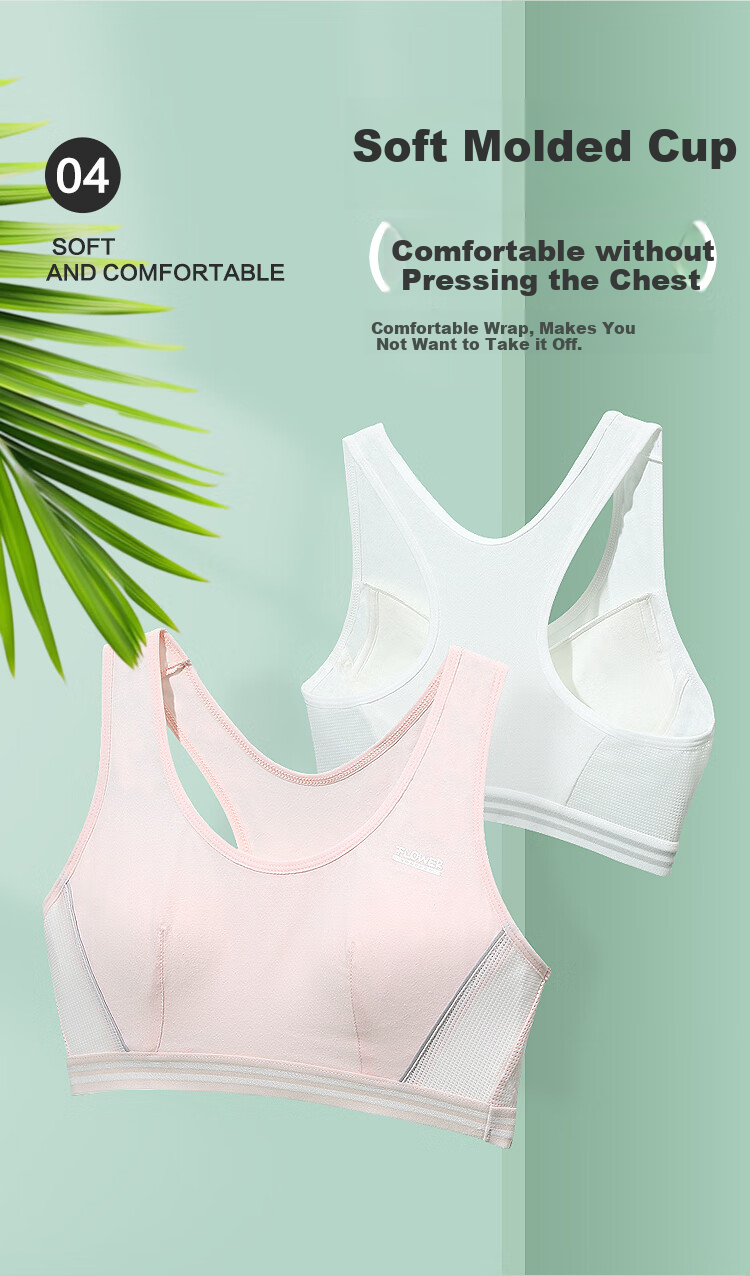 Hodohome Girls' Underwear, Puberty Stage Two, Mesh Breathable Bra, Middle School Student Wireless Vest, 038A80 6
