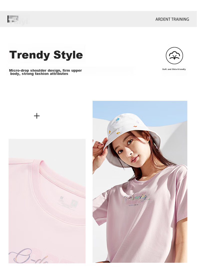QIAODAN Women's Short-Sleeve T-Shirt, Breathable Summer Round Neck Cotton Sports Casual Tee Top for Wome 5