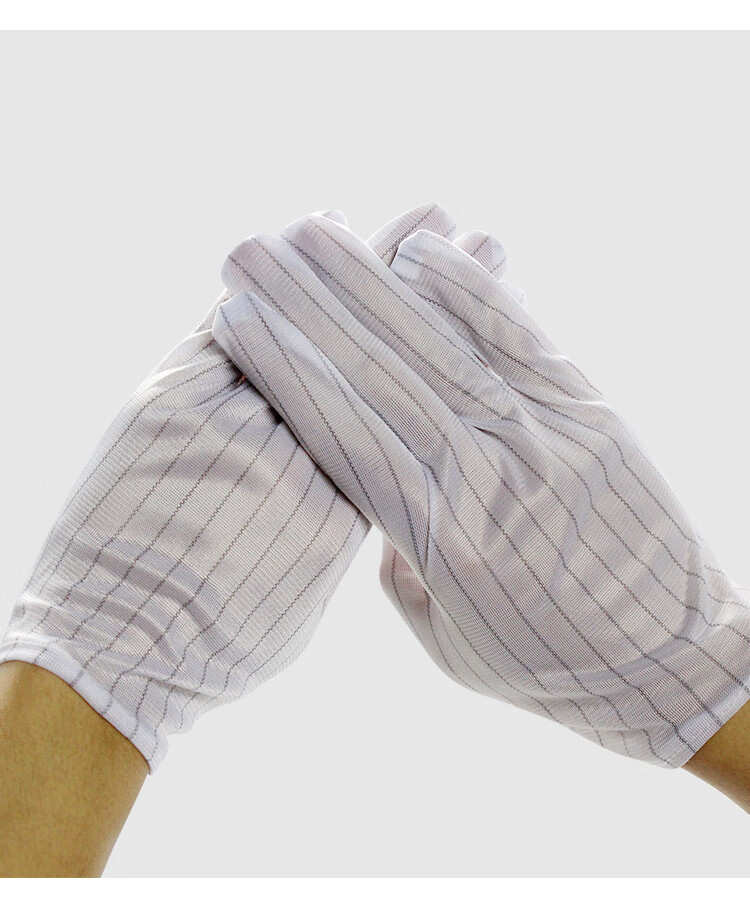 Beifute Anti-Static Gloves, Non-Slip Thickened Dust-Free Electronic Factory Assembly Striped Dotted Glue Labor Protection Gloves, Wear-Resistant And Dust-Proof, Thickened Version 10 Pairs 6